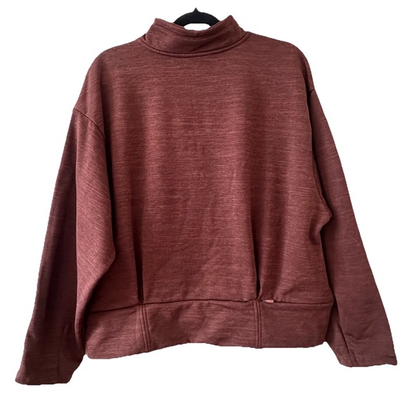 Athleta Brown Unstoppable Half Zip Fleece Lined Sweatshirt Womens Crop Size XL - Picture 6 of 16